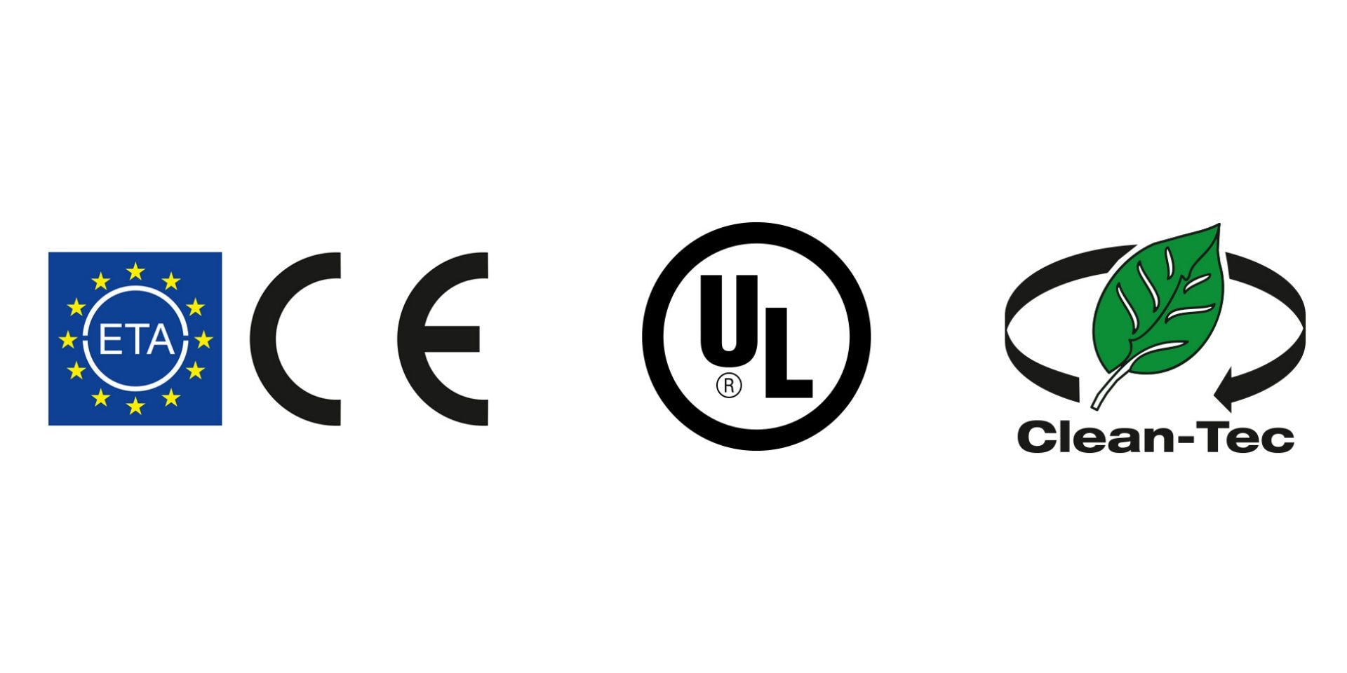 Logo delle omologazioni ETA e CE, più il logo Hilti Clean-Tec