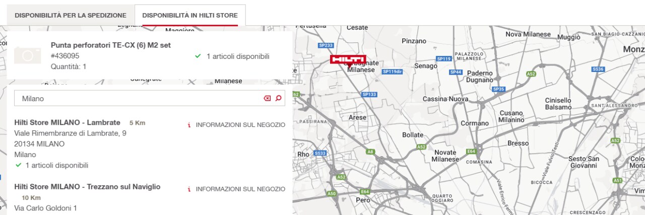 disponibilità prodotto