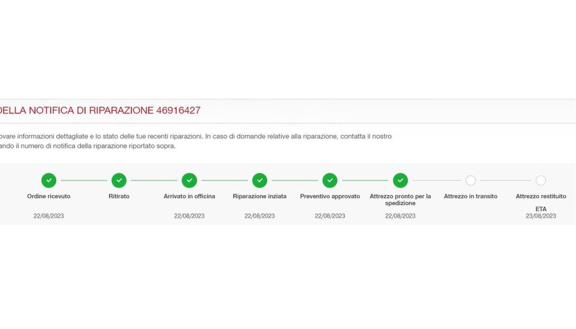 Fase del processo di riparazione presso Hilti