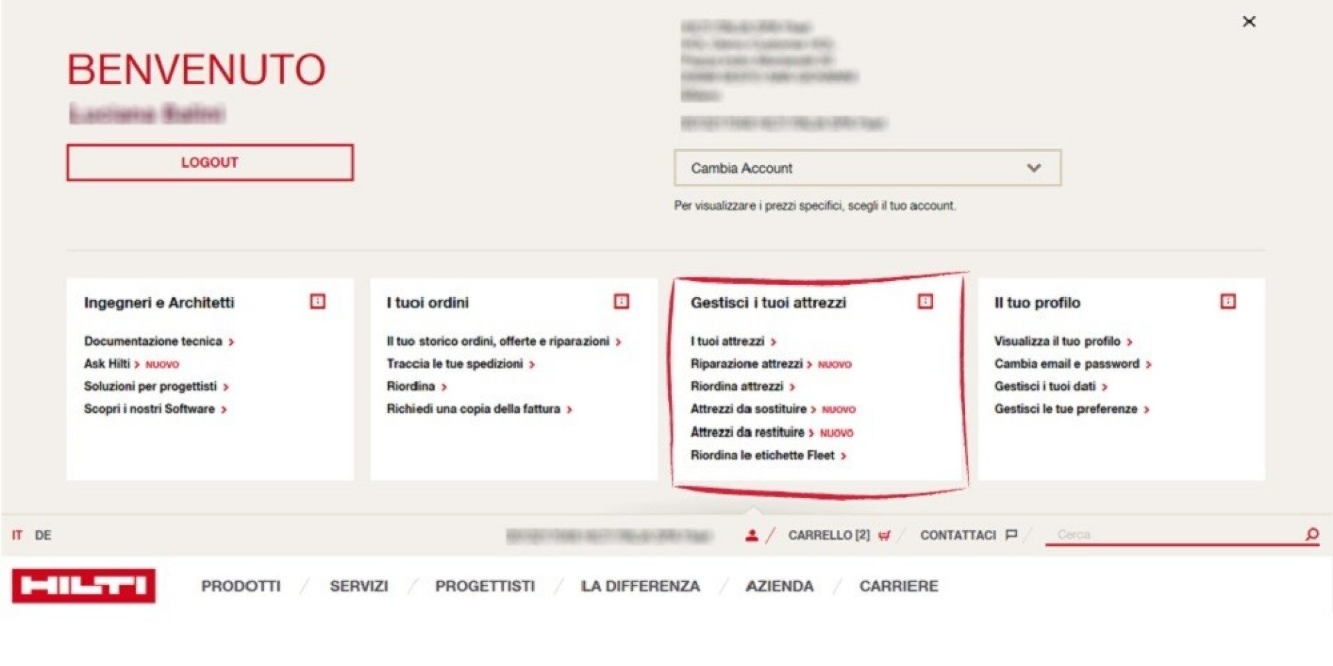 Modifica/rispedizione etichette Fleet