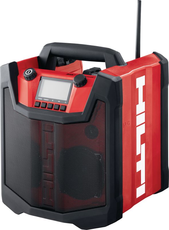 Radio da cantiere R 6-22 Radio da cantiere portatile a batteria con 22 ore max. di riproduzione per carica e maggiore durata per l'uso nei cantieri (piattaforma a batteria Nuron)