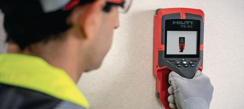 Scanner per muri PS 85 Scanner per muri di facile utilizzo, per la localizzazione di prigionieri per prevenire possibili urti durante le operazioni di perforazione o taglio in prossimità di oggetti incastrati. Applicazioni 1