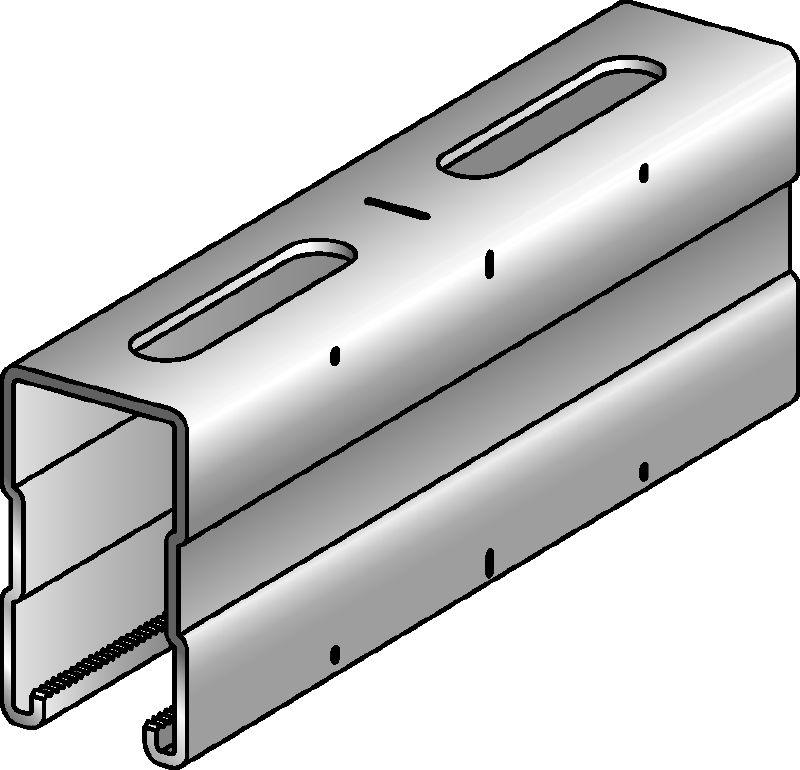 Binario MQ-72-F Binario MQ zincato a caldo (HDG plus) altezza 72 mm per applicazioni per carichi medio-pesanti