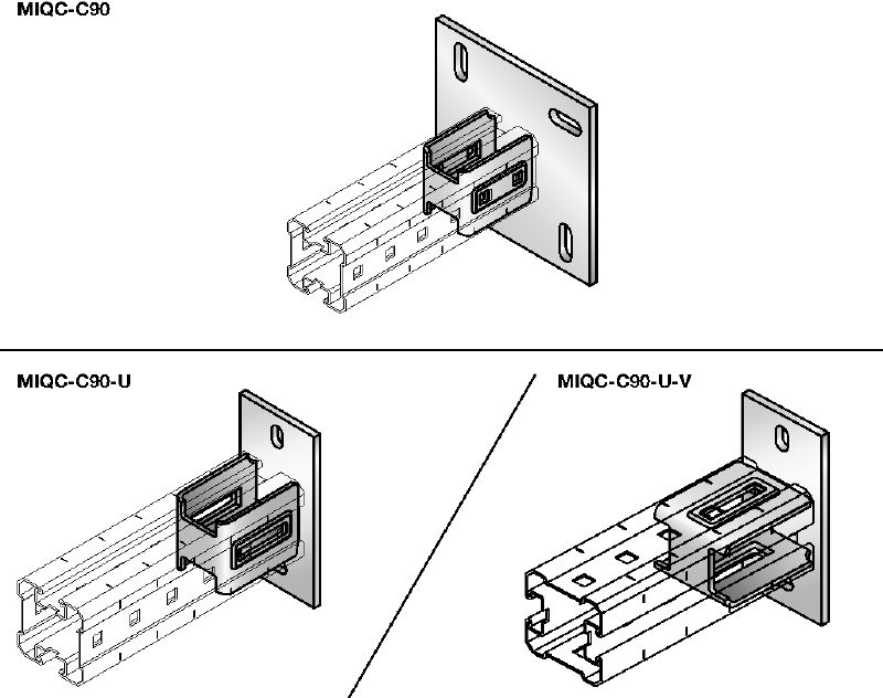 MIQC-C Grundplattenverbinder Feuerverzinkte Grundplatte zur Befestigung von MIQ Montageträgern auf Beton; für schwere Anwendungen