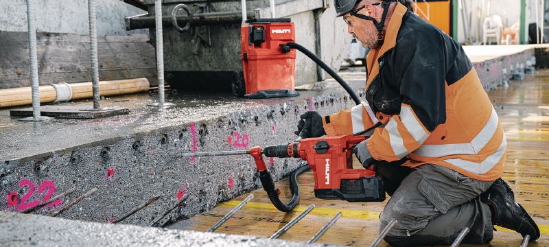Perforatore a batteria TE 60-22 Perforatore potente e cordless SDS Max (TE-Y) dall'elevato rapporto peso-potenza per la foratura pesante e la scalpellatura nel calcestruzzo e nella muratura (batteria Nuron) Applicazioni 1