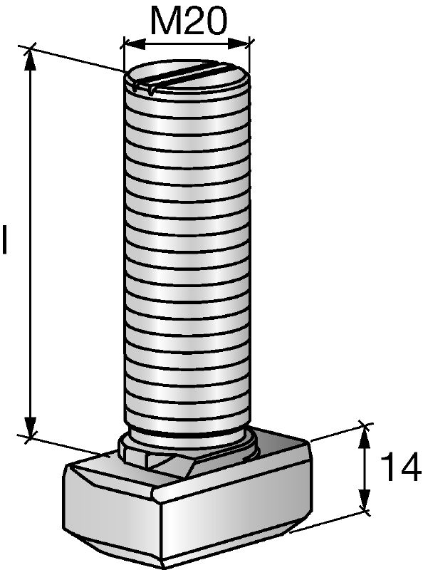 HBC-C-N Gekerbte T-Bolzen Gekerbte T-Bolzen für Zug- und Querlasten, die senkrecht und parallel einwirken (3D-Lasten)