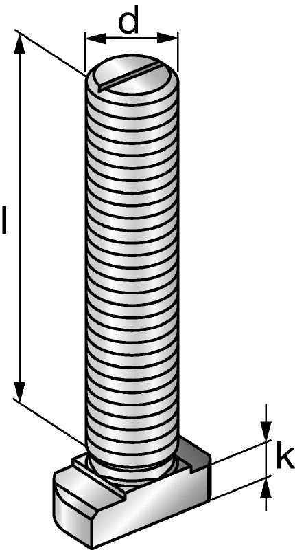 HBC Standard-T-Bolzen T-Bolzen zur Verwendung mit HAC-C Ankerschienen für senkrecht einwirkende Zug- und Querlasten