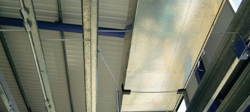 Gancio a soffitto X-HS W MX Sospensione a soffitto in filo metallico per fissaggi elettrici e meccanici leggeri su soffitti e utilizzo con chiodi a nastro Applicazioni 1