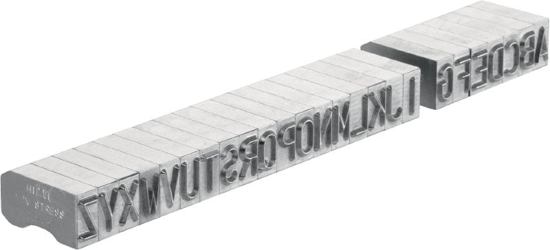 Marcature in acciaio X-MC LS 8/10 Caratteri per lettere e numeri larghi, arrotondati per stampare la marcatura d'identificazione sul metallo