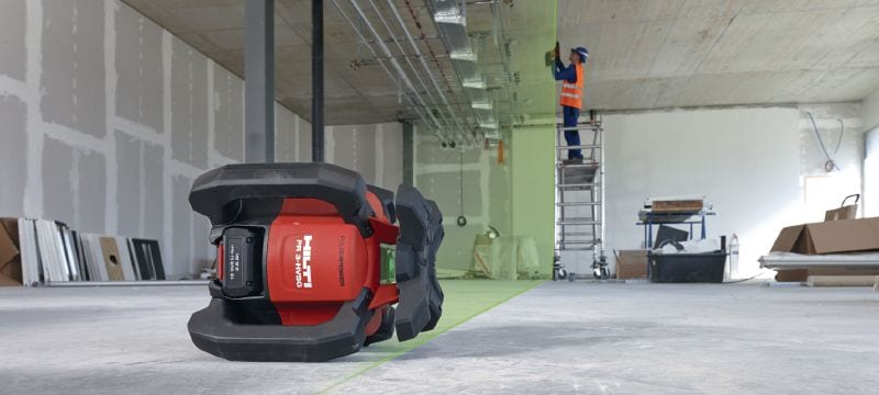 PR 3-HVSG Robuster Grünlicht-Rotationslaser mit 360°-Aufprallschutz und schnell aufladendem Li-Ionen-Akku, geeignet für alle Anwendungen im Innenausbau Anwendungen 1