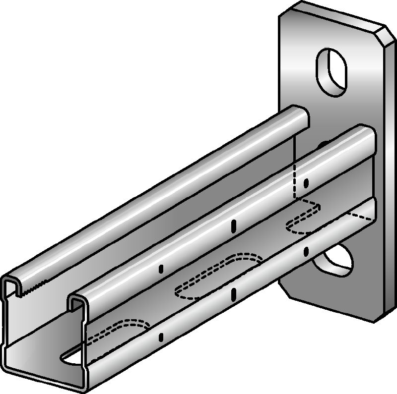 MQK-41 Konsole Galvanisch verzinkte Konsole mit einfacher MQ Profilschiene (41 mm hoch) für mittelschwere Anwendungen