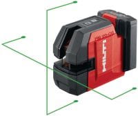 Laser con funzione piombo e linea trasversale PM 20-CG da 12 V Laser combinato con raggio verde a 2 linee e 5 punti per idraulica, livellamento, allineamento e squadratura (piattaforma batteria da 12 V)