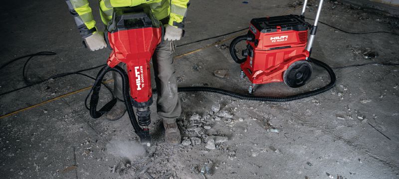 Elektrischer Betonabbruchhammer TE 3000-AVR für schwere Arbeiten Außergewöhnlich leistungsstarker Abbruchhammer für schwere Beton-Abbrucharbeiten, zum Trennen von Asphalt, für Erdarbeiten und zum Setzen von Erdleitern Anwendungen 1