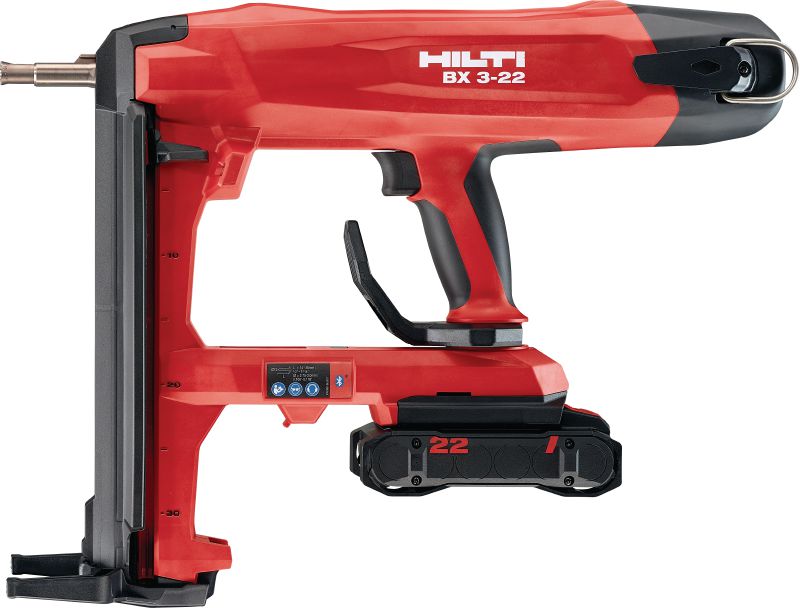 Inchiodatrice per calcestruzzo cordless BX 3-L-22 (chiodi più lunghi) Attrezzo di fissaggio diretto con batteria Nuron per il fissaggio di binari per cartongesso e altri fissaggi leggeri a calcestruzzo, acciaio e muratura (lunghezza massima dei chiodi 36 mm│1-13/32)