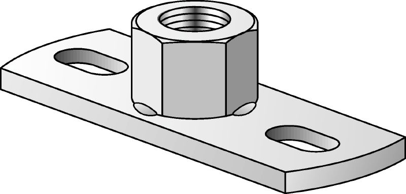 MGS 2-R Piastra base in acciaio inox (A4) per fissaggio medio per barre filettate metriche con due punti di ancoraggio