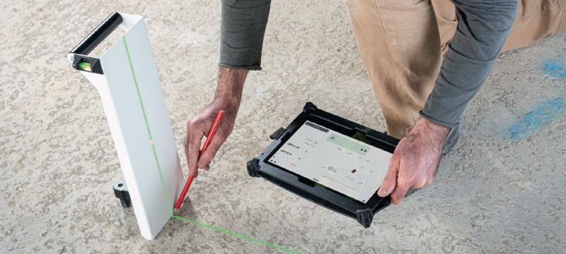 Attrezzo di tracciamento 2D per cantiere PMD 200 Intuitivo attrezzo laser per tracciamento 2D per marcare facilmente la posizione delle guide per cartongesso in geometrie semplici e complesse in ambienti interni Applicazioni 1