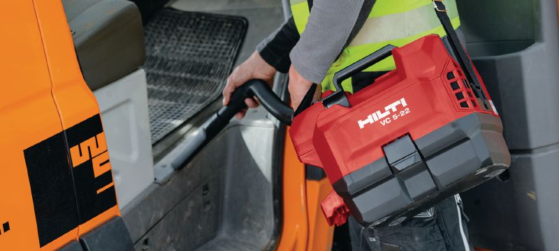 Aspiratore a batteria VC 5-22 Aspiratore cordless compatto e portatile per la pulizia rapida di cantieri e officine (piattaforma a batteria Nuron) Applicazioni 1