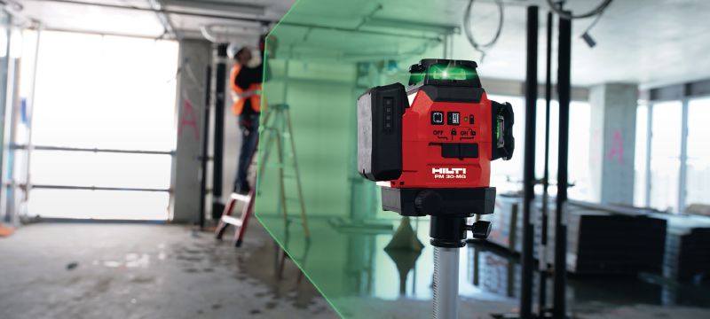 Laser multilinea PM 30-MG Laser multilinea a 3 linee verdi a 360° per lavori idraulici, di livellamento, allineamento e squadro Applicazioni 1