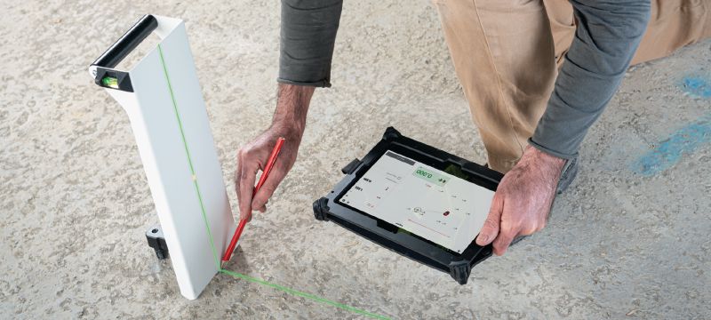 Attrezzo di tracciamento 2D per cantiere PMD 200 Intuitivo attrezzo laser per tracciamento 2D per marcare facilmente la posizione delle guide per cartongesso in geometrie semplici e complesse in ambienti interni Applicazioni 1