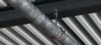 Collare a chiusura rapida MP-U-I (acustico) Collare per tubi zincato di alta qualità con chiusura rapida per la massima produttività in applicazioni per carichi medi Applicazioni 8