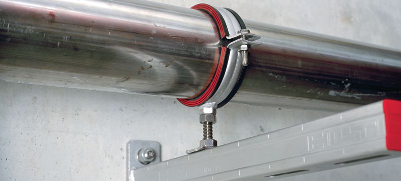 Collare pesante MP-MRI (con isolamento acustico) Collare per tubi in acciaio di alta qualità con gomma isolante antirumore per carichi pesanti Applicazioni 1