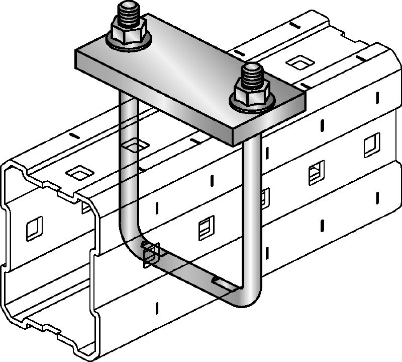 Accessorio per supporto per tubi MIC-SPH Accessorio zincato a caldo (HDG) collegato alle travi MI per il supporto delle tubazioni
