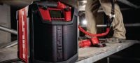 Radio da cantiere R 6-22 Radio da cantiere portatile a batteria con 22 ore max. di riproduzione per carica e maggiore durata per l'uso nei cantieri (piattaforma a batteria Nuron) Applicazioni 3