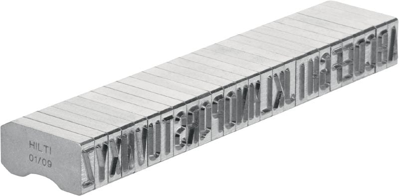 Marcature in acciaio X-MC S 5.6/10 Caratteri per lettere e numeri stretti, appuntiti per stampare la marcatura d'identificazione sul metallo