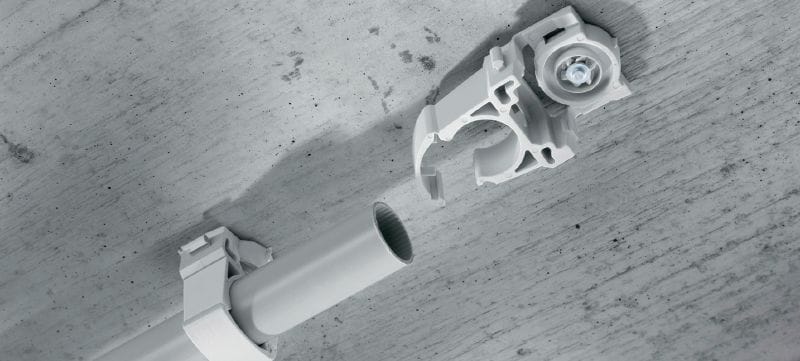 X-EKSC MX Rohrschelle mit Nagel Kunststoffklemme für Kabel/Rohre mit Klick-Design und Schnappverschluss zur Verwendung mit magazinierten Nägeln Anwendungen 1