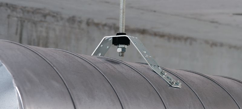 Staffa per condotte di ventilazione MVA-S Gancio per condotte di ventilazione, per il fissaggio di condotte di ventilazione circolari con isolamento acustico Applicazioni 1