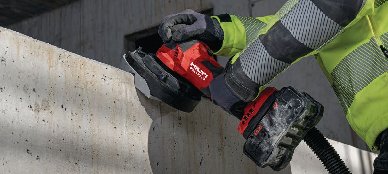 DGH 130-22 Smerigliatrice cordless per calcestruzzo Smerigliatrice cordless per calcestruzzo con motore brushless per la levigatura di giunti in calcestruzzo e la finitura di superfici (piattaforma batteria Nuron) Applicazioni 1