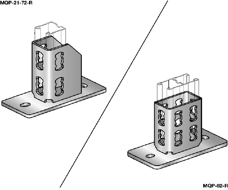 Base binario MQP-R Staffa per binario in acciaio inossidabile (A4) per il fissaggio di binari su diversi materiali di base