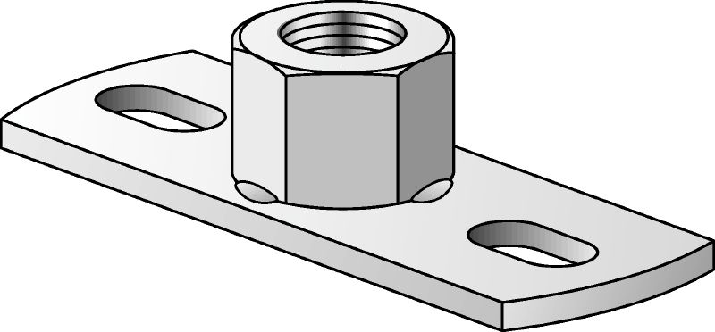MGL 2-R Piastra base in acciaio inox (A4) per fissaggio leggero per barre filettate metriche con due punti di ancoraggio