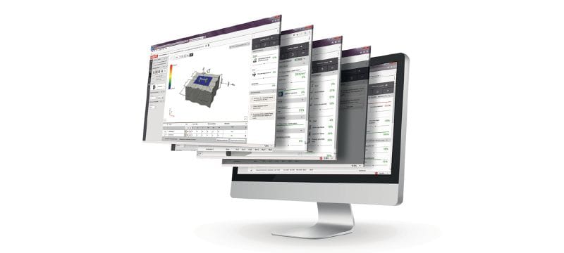 Software di progettazione strutturale PROFIS Engineering Suite Software di progettazione tasselli per l'ingegneria strutturale con codici e certificazioni, calcoli con CBFEM (metodo degli elementi finiti basato sui componenti) e una varietà di metodi di fissaggio