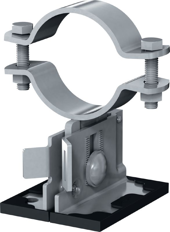 Supporto a collare MP-PS 1-1 Supporti a collare singoli regolabili con rivestimento per esterni, per il fissaggio di tubi di diametro 21-173 mm (da 1/2 a 6) a vari materiali di base in ambienti moderatamente corrosivi