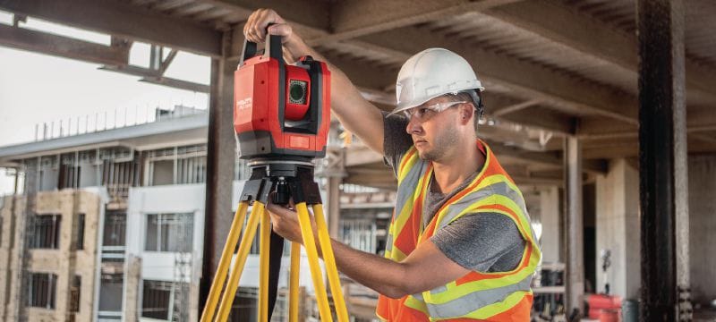 PLT 300 Einfach zu bedienendes, selbstnivellierendes Absteckgerät für 1-Mann-Bedienung mit automatischer Stationierung – maximaler Arbeitskomfort und Arbeitsfortschritt Anwendungen 1