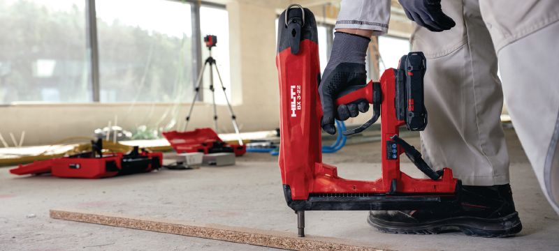 Inchiodatrice per calcestruzzo cordless BX 3-L-22 (chiodi più lunghi) Attrezzo di fissaggio diretto con batteria Nuron per il fissaggio di binari per cartongesso e altri fissaggi leggeri a calcestruzzo, acciaio e muratura (lunghezza massima dei chiodi 36 mm│1-13/32) Applicazioni 1